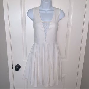 EUC LULUs White Crochet Inset Dress